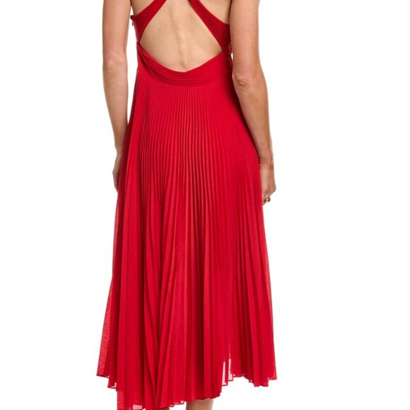 A.L.C. Red Pleated Midi Dress - Picture 4 of 6